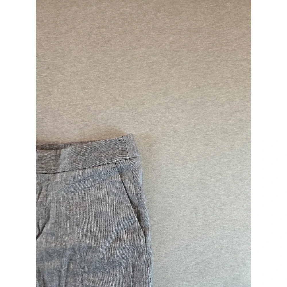 Banana Republic Wide Leg Pants Womens 4 Gray Blue Linen Blend High Rise Crop